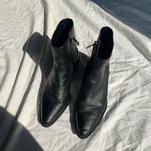 Leather Western Style Ankle Boots